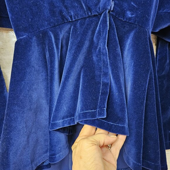 Norma Kamali avant-garde vintage couture 1980s sapphire velvet peplum jacket - Picture 6 of 10